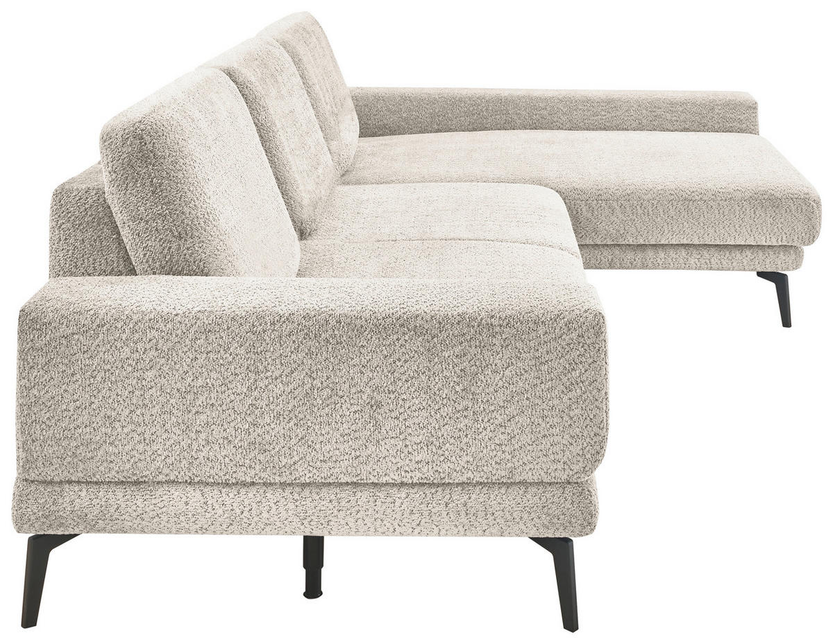 ECKSOFA Sandfarben Chenille  - Sandfarben/Schwarz, KONVENTIONELL, Textil/Metall (294/184cm) - SetOne by Musterring