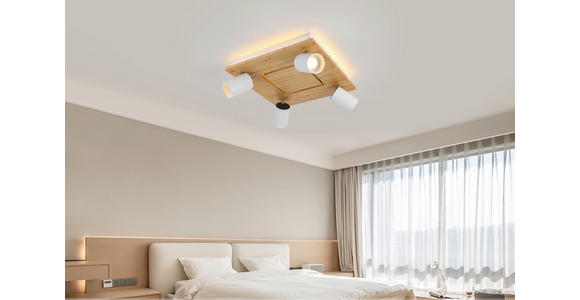 LED-STRAHLER 40/40/14 cm - Schwarz/Naturfarben, KONVENTIONELL, Naturmaterialien/Kunststoff (40/40/14cm) - Novel