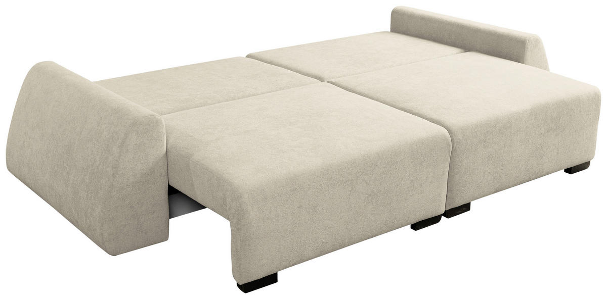 SCHLAFSOFA ALMI  mit Liegefunktion Bouclé Beige  - Beige/Schwarz, Design, Holz/Holzwerkstoff (260/100/80cm) - Livetastic