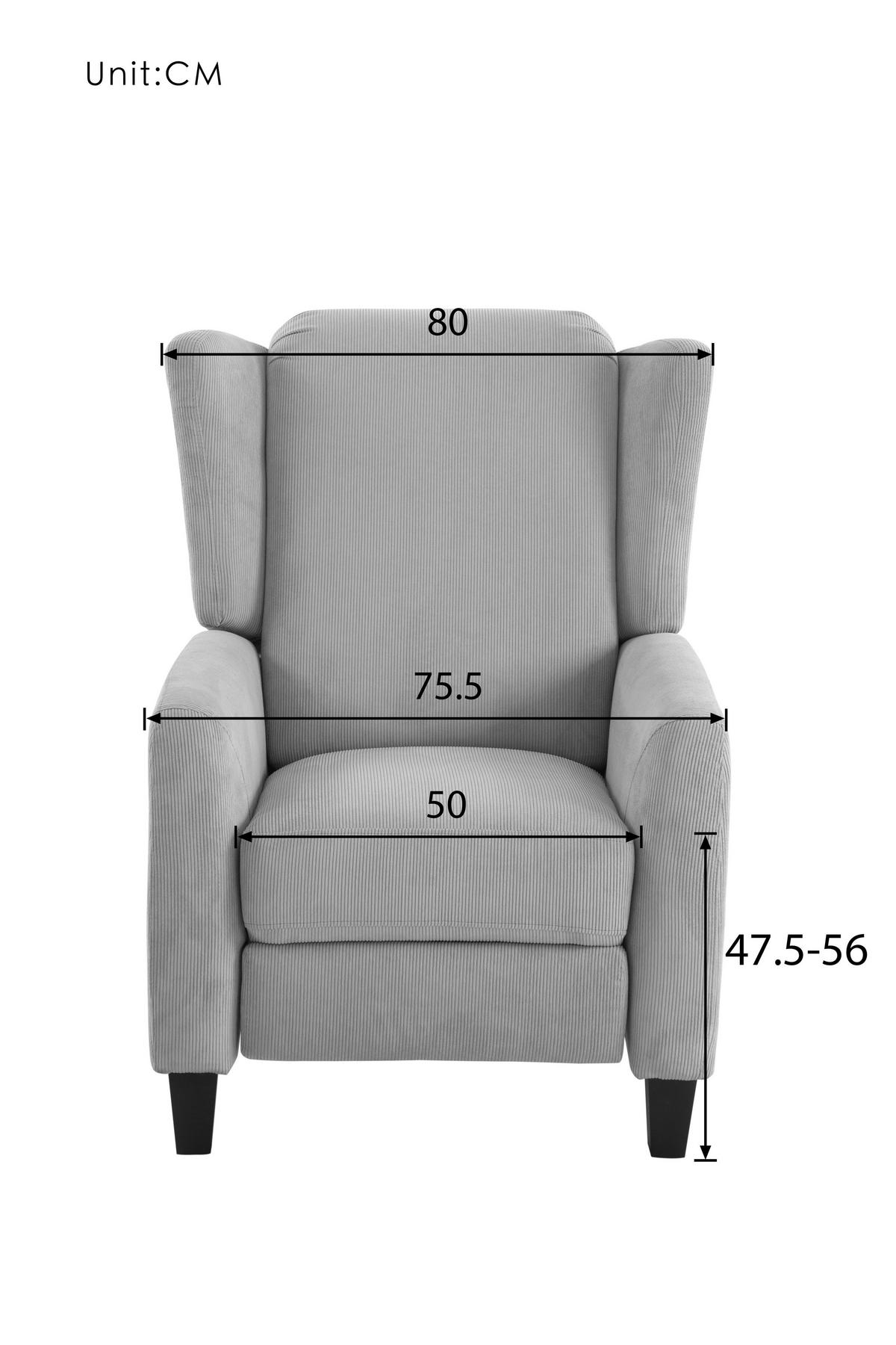 RELAXSESSEL PANNA Cord    - Hellgrau/Schwarz, Design, Kunststoff/Textil (80/105/87-157cm) - P & B