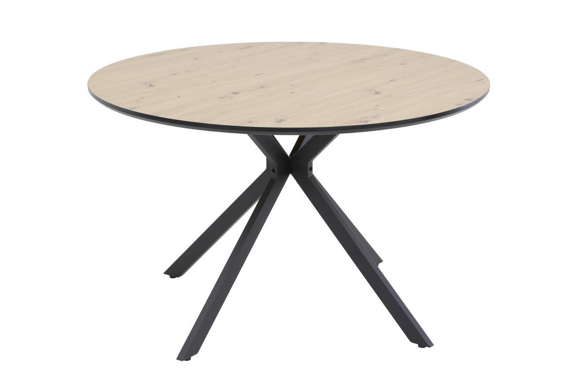 ESSTISCH 120/120/76 cm Nachbildung  Metall, Holzwerkstoff rund Schwarz, Eiche Artisan  - Schwarz/Eiche Artisan, MODERN, Holzwerkstoff/Metall (120/120/76cm) - P & B