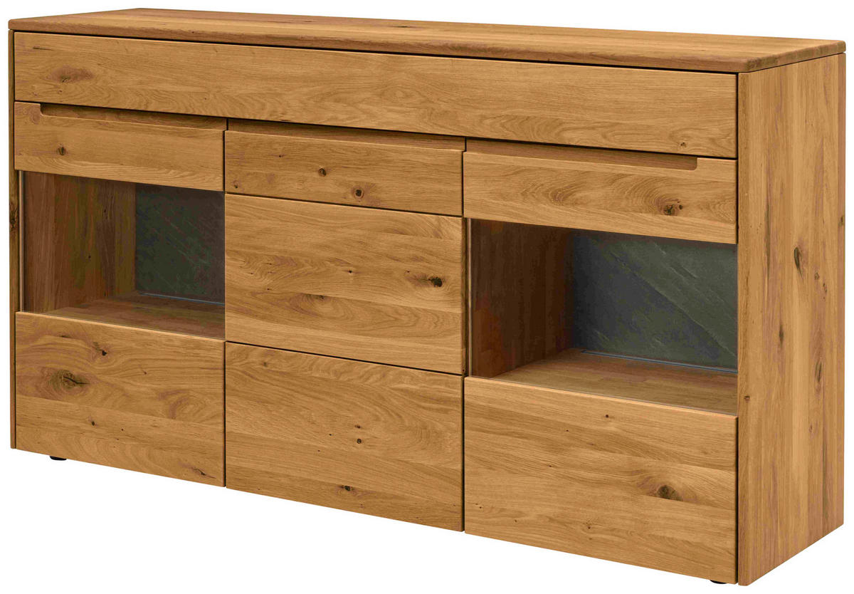 SIDEBOARD Eichefarben  184,4/101/47,1 cm  - Eichefarben, Natur, Glas/Holz (184,4/101/47,1cm) - Valdera