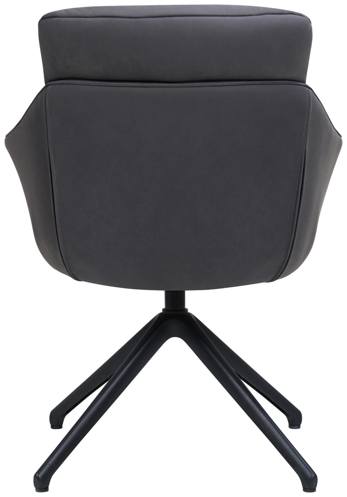 ARMLEHNSTUHL  Sitzfläche 360° drehbar, inklusive Armlehnen, automatische Rückholfunktion  Echtleder  - Schwarz, Design, Leder/Metall (62/85,5/65cm) - Dieter Knoll