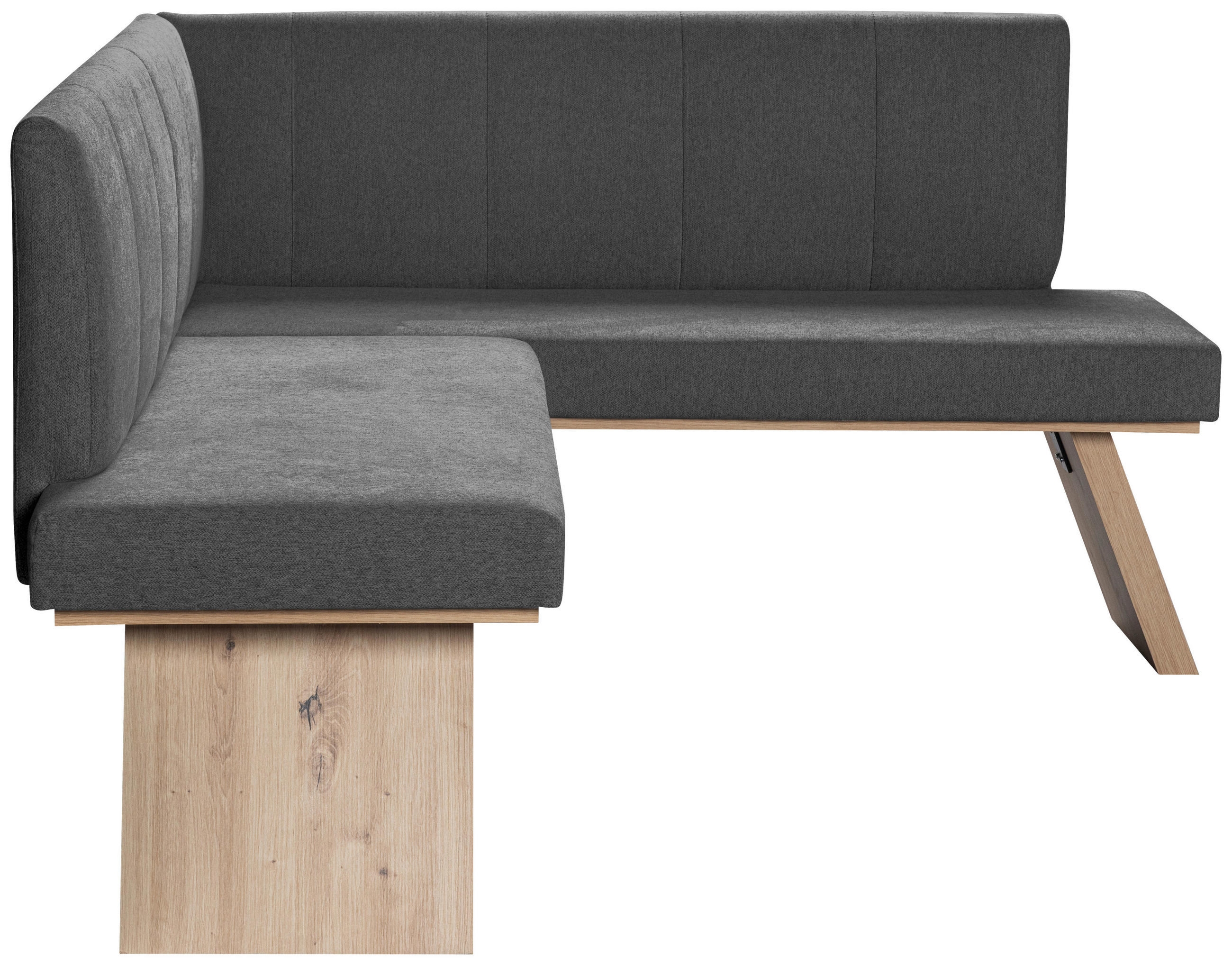 ECKBANK 140/160 cm Webstoff Grau   - Eichefarben/Grau, KONVENTIONELL, Textil (140/160cm)