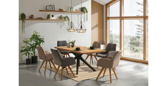 ESSTISCH in Holz 180/90/75 cm  - Eichefarben/Schwarz, Design, Holz/Metall (180/90/75cm) - Linea Natura