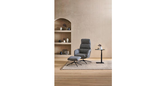 RELAXSESSELSET Webstoff Hocker, Kopfteilverstellung    - Schwarz/Grau, Design, Textil/Metall (73/110/87cm) - Dieter Knoll