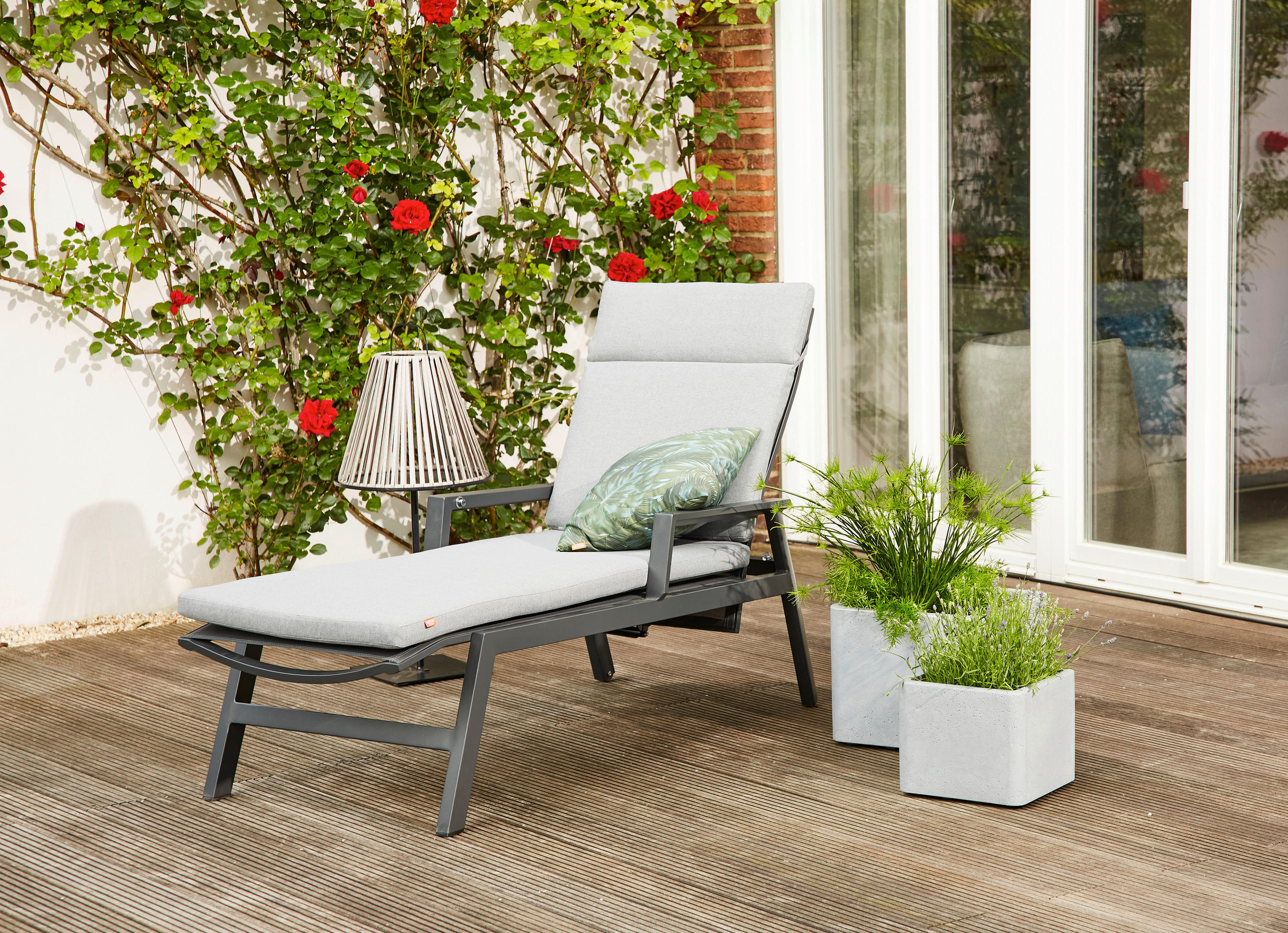 GARTENLIEGE 154/102/70 cm  - Anthrazit, Basics, Kunststoff/Textil (154/102/70cm) - Siena Garden