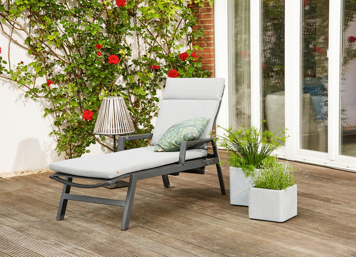 GARTENLIEGE 154/102/70 cm  - Anthrazit, Basics, Kunststoff/Textil (154/102/70cm) - Siena Garden