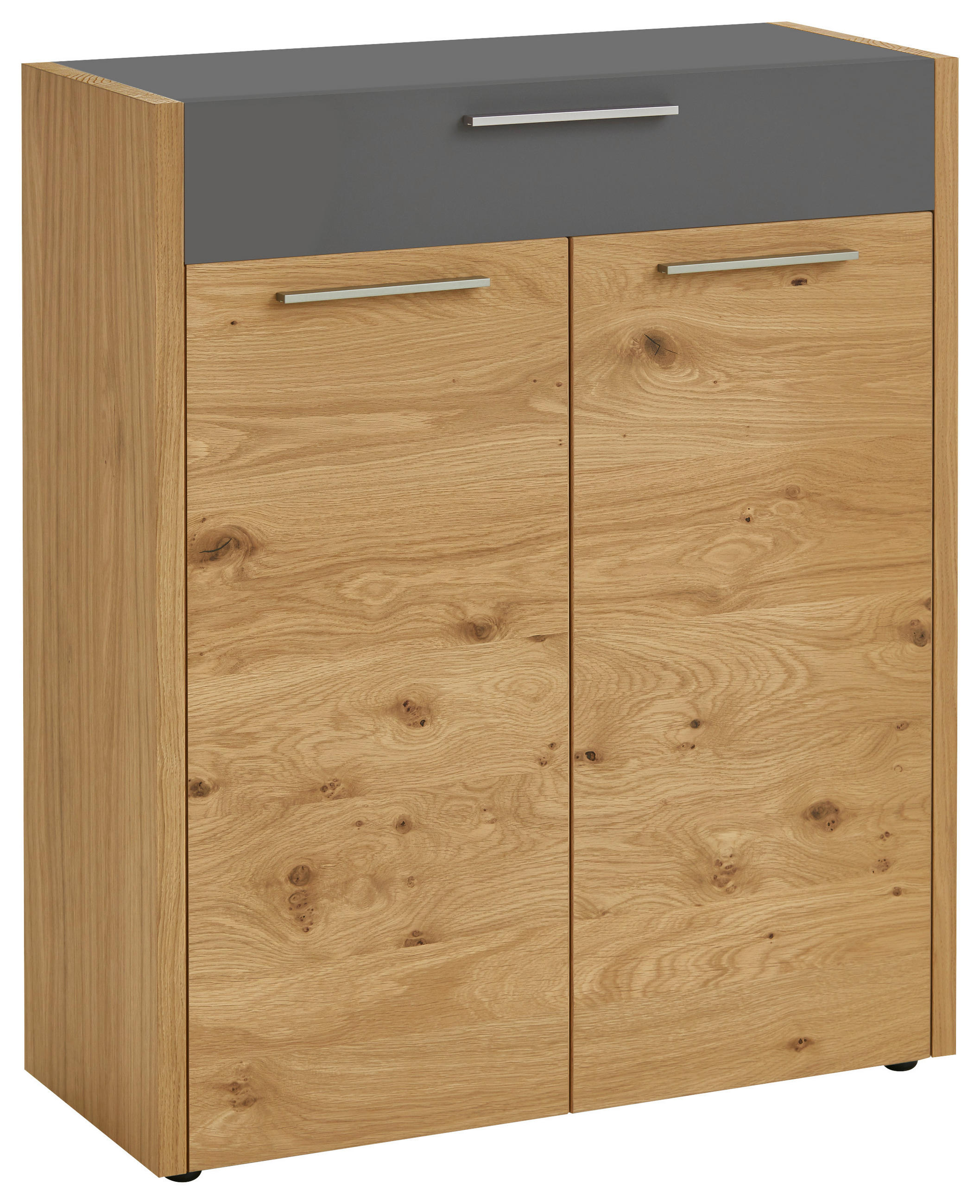 SCHUHSCHRANK Eiche, Balkeneiche furniert Grau, Eichefarben - Eichefarben/Silberfarben, Design, Holz/Holzwerkstoff (86/103/37cm)