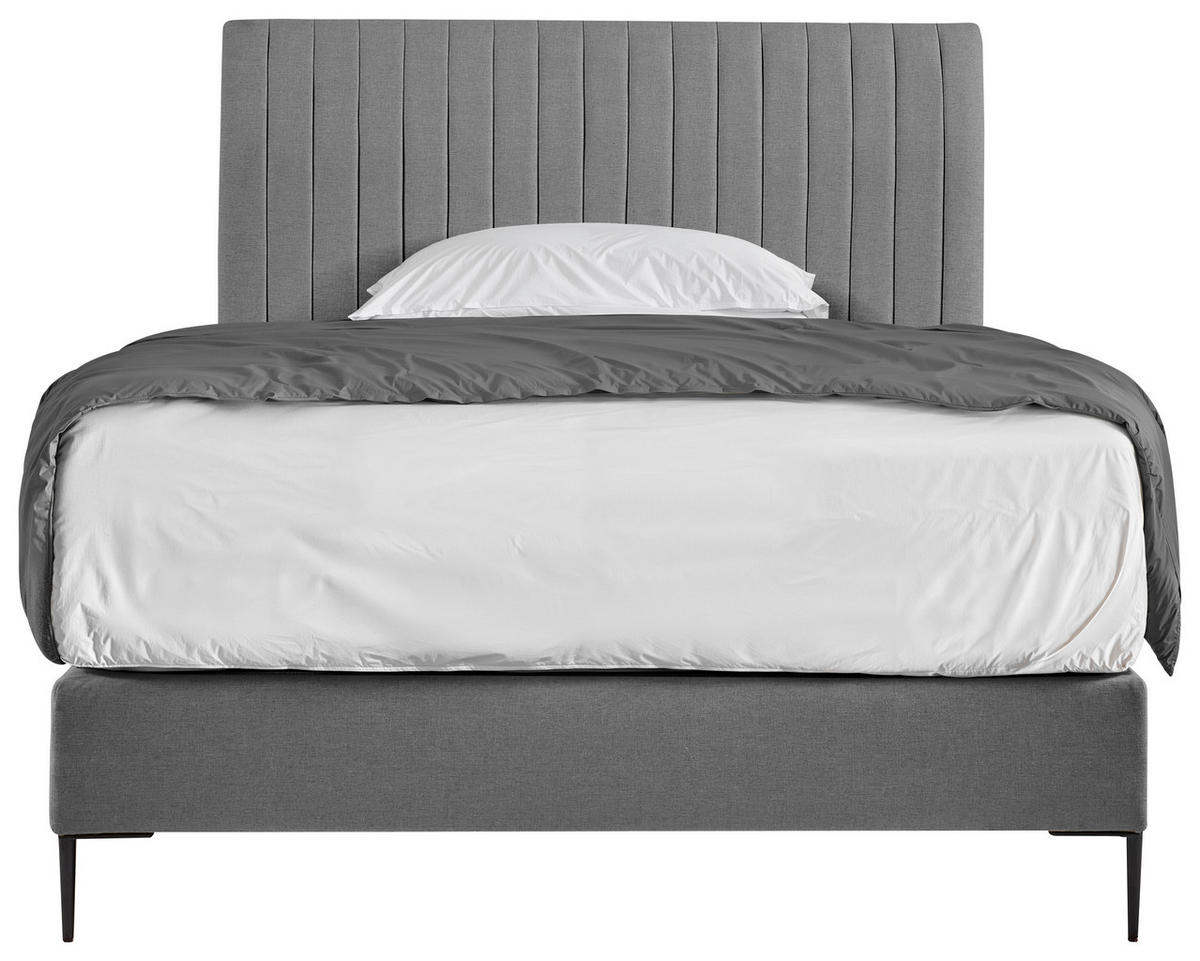 BOXSPRINGBETT 120/200 cm  in Grau  - Schwarz/Naturfarben, MODERN, Holzwerkstoff/Textil (120/200cm) - MID.YOU