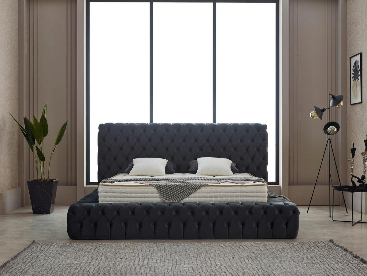 POLSTERBETT 180/200 cm  in Grau  - Blau/Grau, Modern, Kunststoff/Textil (180/200cm) - Livetastic