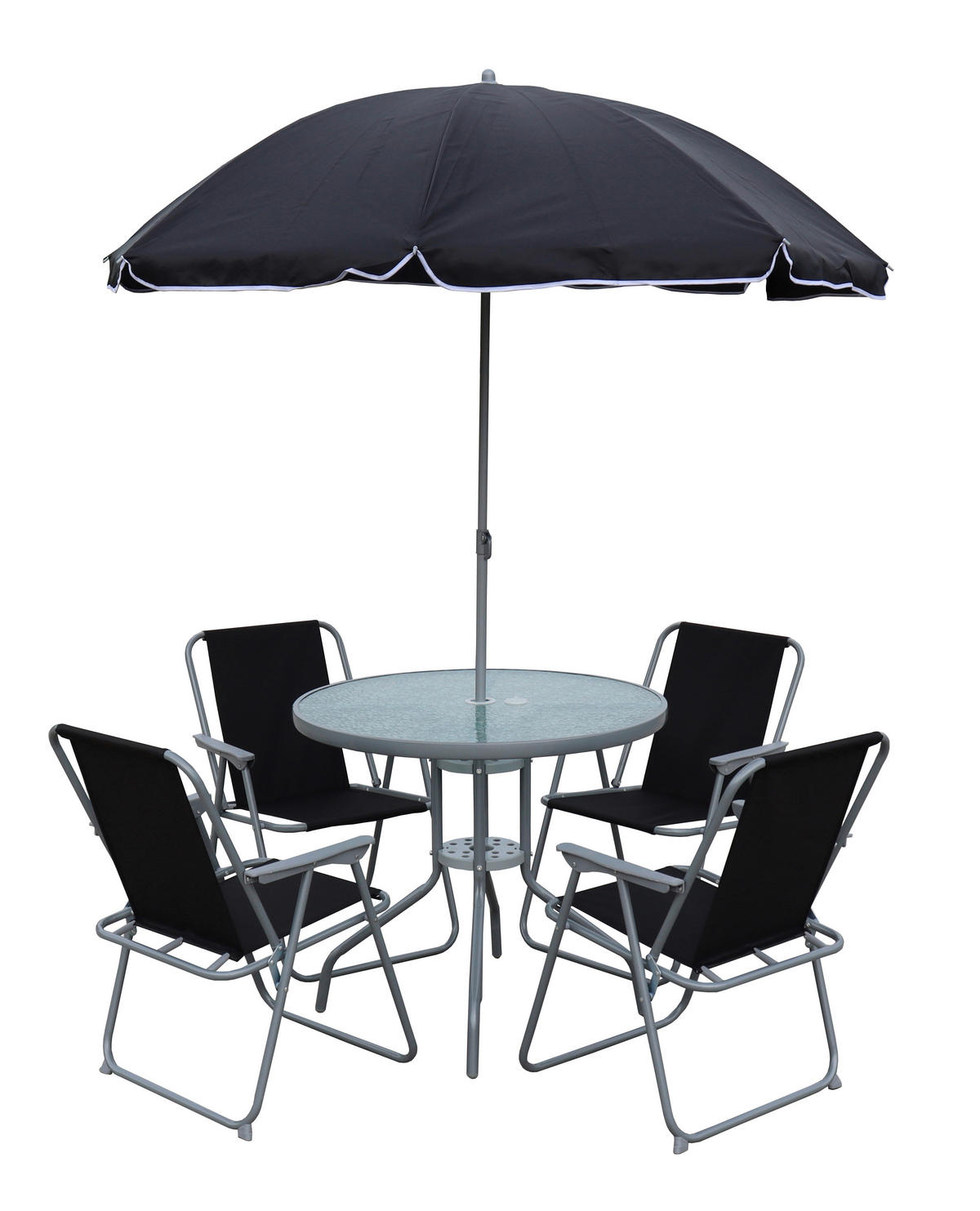GARTENTISCHGRUPPE   - Schwarz, Modern, Glas/Kunststoff (75/70/75cm) - MID.YOU