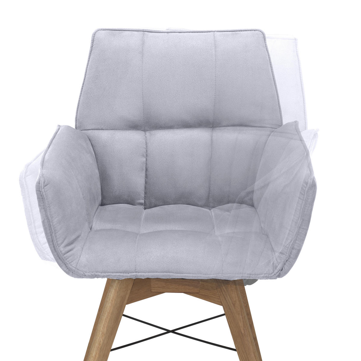 CHAISE ACCOUDOIRS  in Flachgewebe  - Wildeiche/Hellgrau, Design, Holz/Textil (61/87/63cm) - Waldwelt