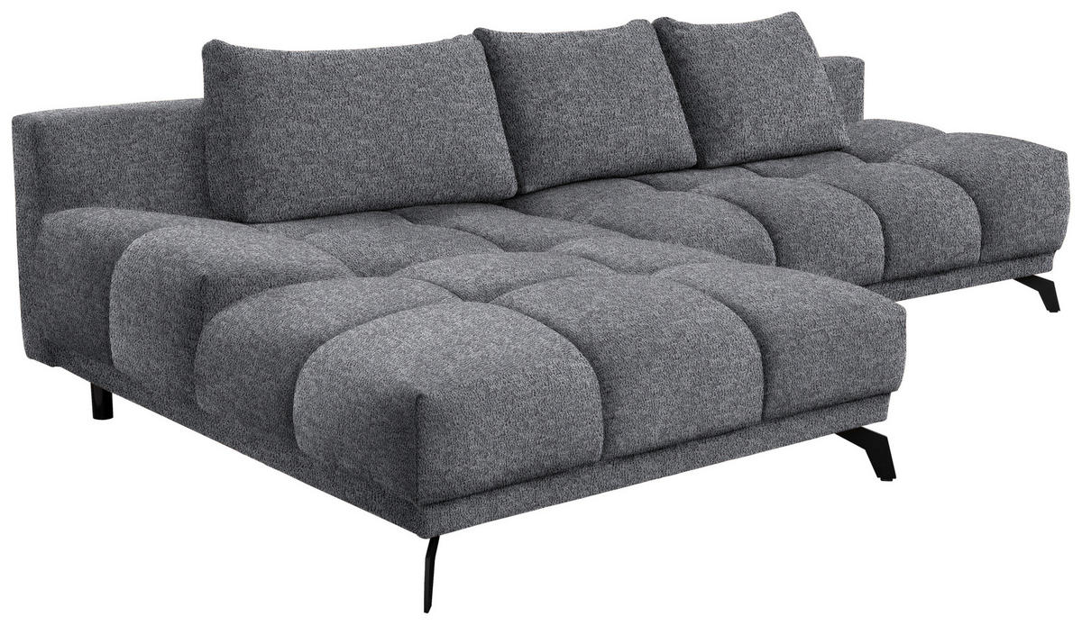 ECKSOFA in Chenille Dunkelgrau  - Dunkelgrau/Schwarz, Modern, Textil/Metall (182/290cm) - Hom`in