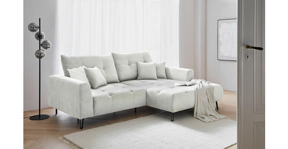 ECKSOFA Naturfarben Cord Zierkissen, Rückenkissen, Rücken echt, Sitztiefenverstellung  - Schwarz/Naturfarben, KONVENTIONELL, Textil/Metall (250/185cm) - Carryhome