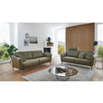 2-SITZER-SOFA Olivgrün Echtleder  - Eichefarben/Beige, Natur, Leder/Holz (182/86/87cm) - Valnatura