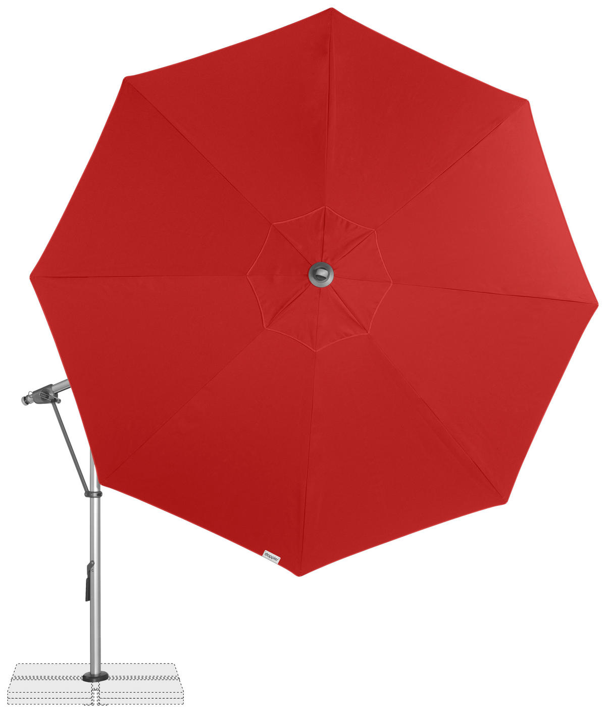 AMPELSCHIRM 350 cm Rot  - Silberfarben/Rot, Basics, Textil/Metall (350/350cm) - Doppler