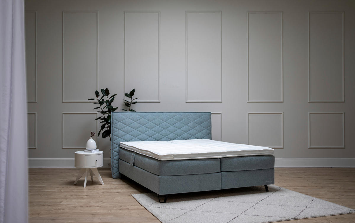 BOXSPRINGBETT 180/200 cm  in Türkis  - Türkis/Schwarz, Konventionell, Holz/Textil (180/200cm) - Sjöholm