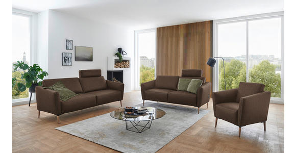 2-SITZER-SOFA  in Echtleder Braun   - Eichefarben/Beige, Natur, Leder/Holz (182/86/87cm) - Valnatura