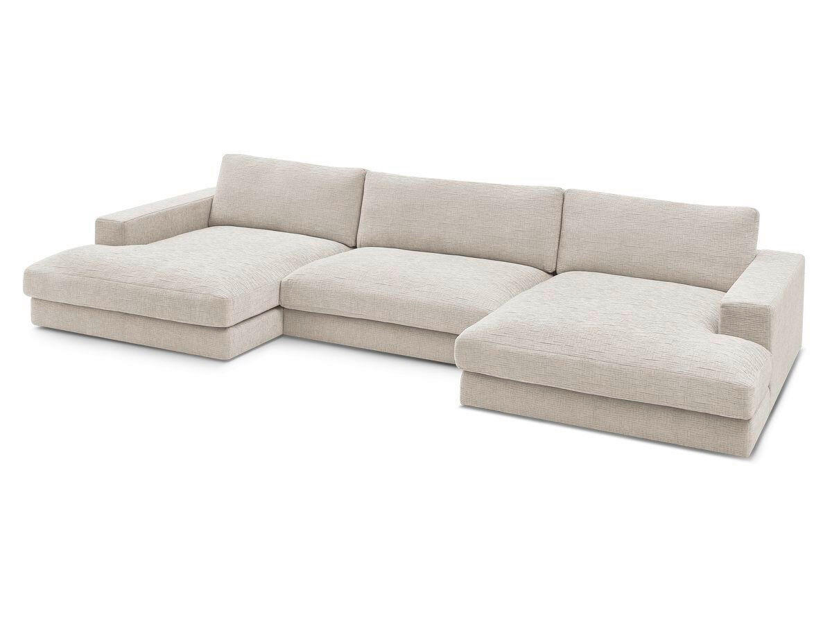 WOHNLANDSCHAFT LEONARD Beige Struktur  - Beige/Schwarz, MODERN, Kunststoff/Textil (159/404/159cm)