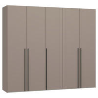 DREHTÜRENSCHRANK 253/220/59 cm,  in Hellbraun, 5-türig  - Hellbraun/Schwarz, Design, Holzwerkstoff/Metall (253/220/59cm) - Jutzler