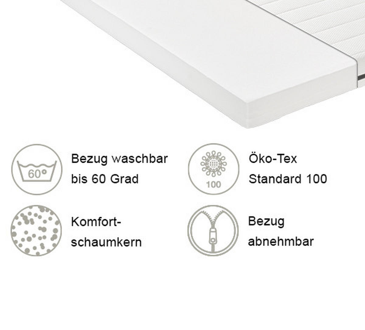 KINDERMATRATZE 90/200 cm, Höhe ca. 11 cm  - Weiß, Basics, Textil (90/200cm) - home24