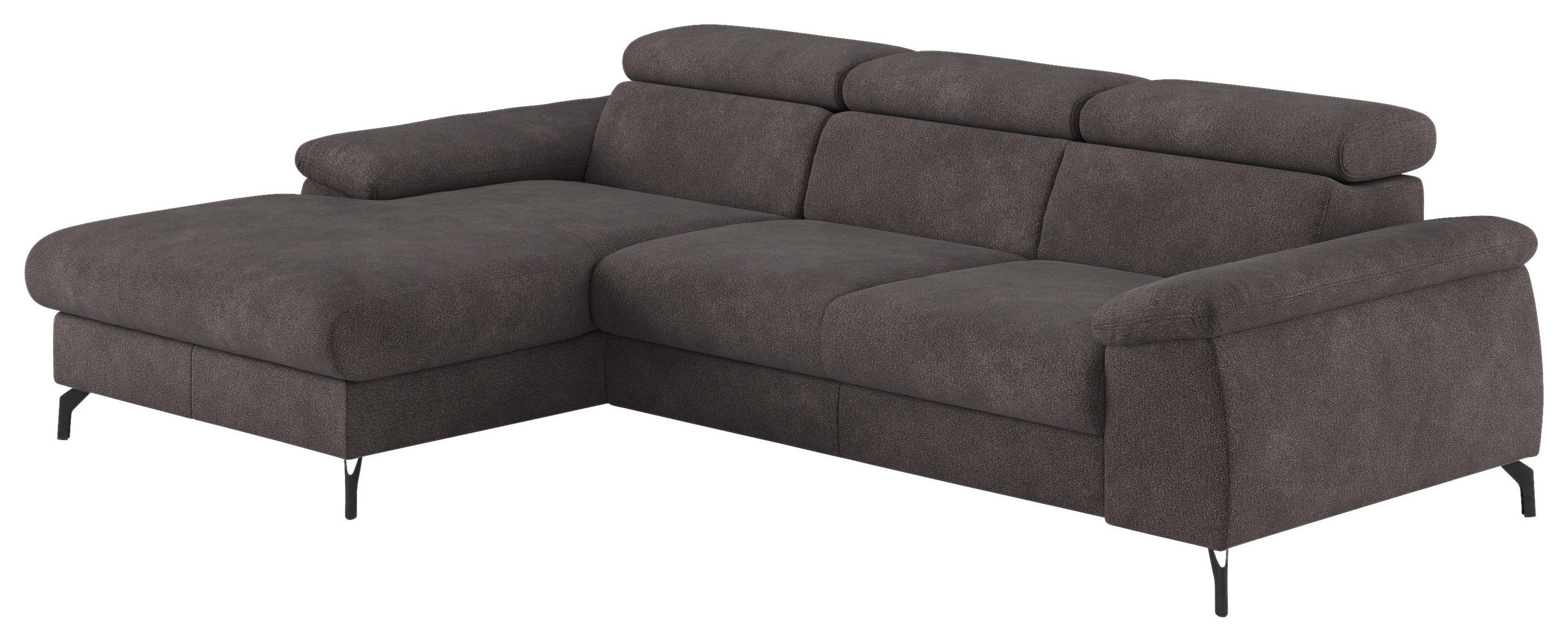ECKSOFA Anthrazit Webstoff Bettkasten, Schlaffunktion, Kopfteilverstellung, Stauraum  - Anthrazit/Schwarz, Design, Textil/Metall (166/244cm) - Livetastic