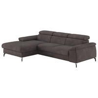 ECKSOFA Anthrazit Webstoff Bettkasten, Schlaffunktion, Kopfteilverstellung, Stauraum  - Anthrazit/Schwarz, Design, Textil/Metall (166/244cm) - Livetastic
