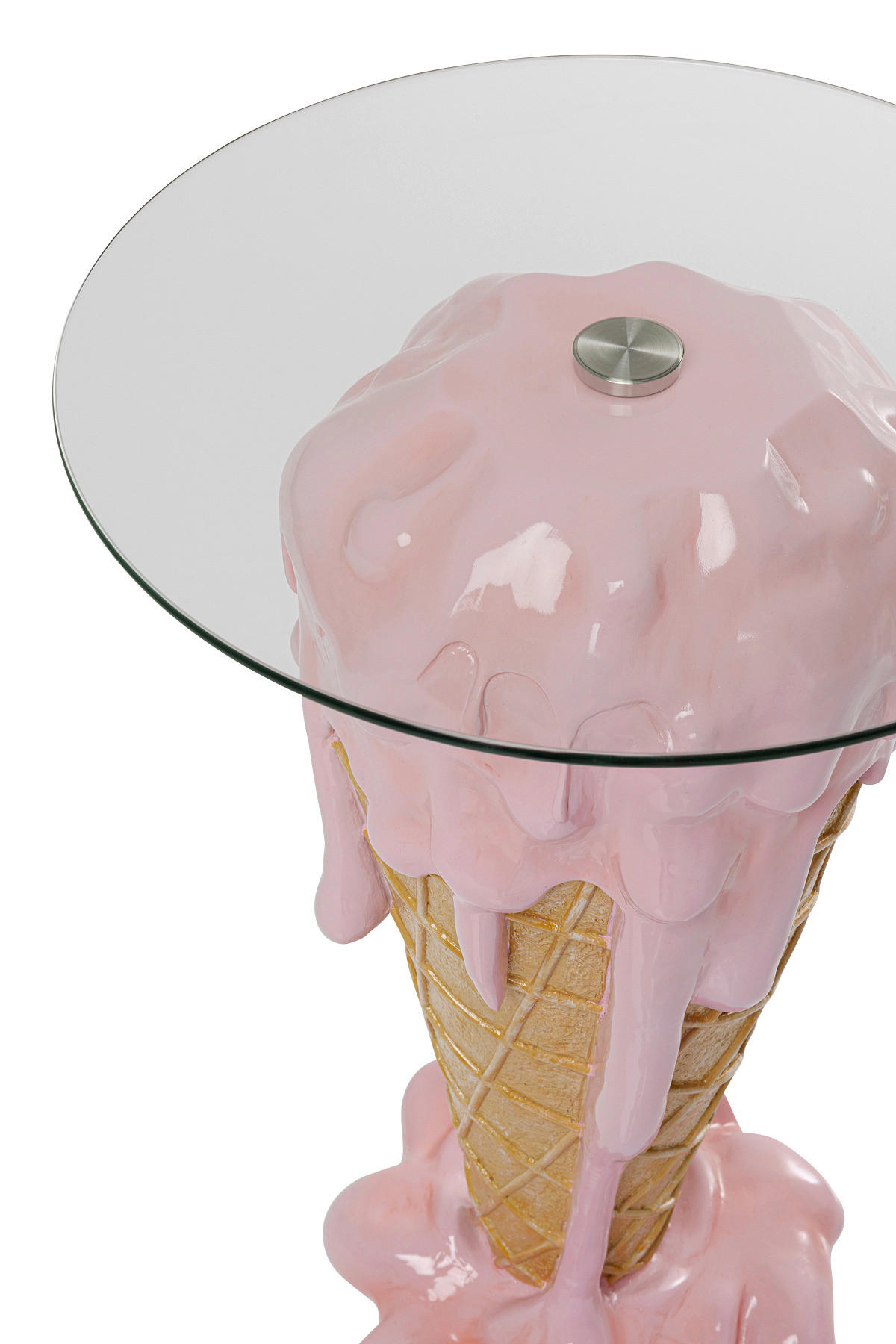 BEISTELLTISCH 48/48/72 cm Braun, Hellrosa, Beige rund  - Hellrosa/Beige, Design, Glas/Kunststoff (48/48/72cm) - Kare-Design