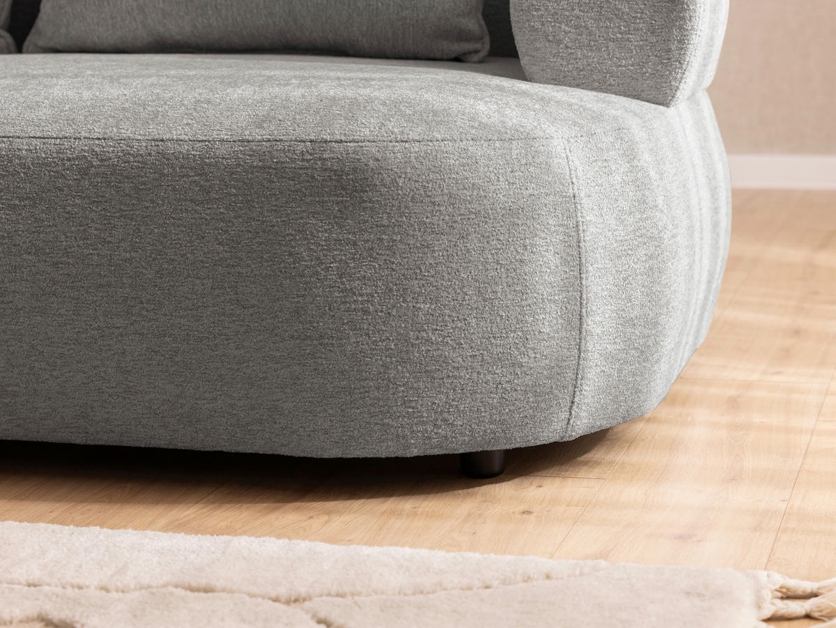 ECKSOFA in Chenille Grau  156/256 cm  - Schwarz/Grau, Design, Kunststoff/Textil (156/256cm) - Livetastic