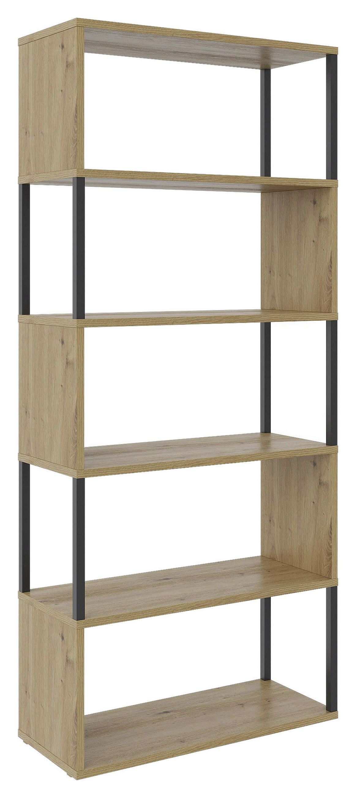 HYLLA i 70/161/30 cm svart, ek Artisan  - svart/ek Artisan, Basics, metall/trämaterial (70/161/30cm) - Xora