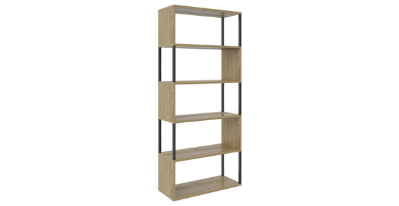 REGAL  70/161/30 cm Schwarz, Eiche Artisan  - Schwarz/Eiche Artisan, Basics, Holzwerkstoff/Metall (70/161/30cm) - Xora