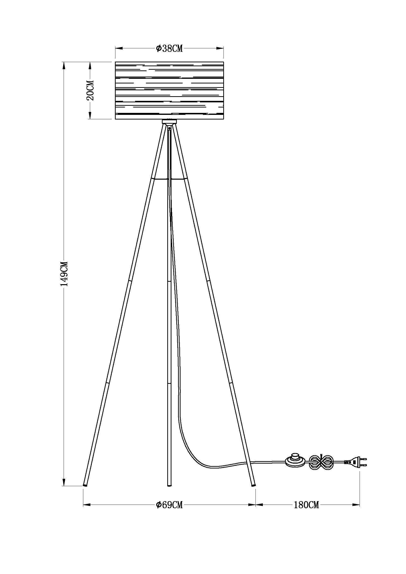 STEHLEUCHTE 69/153 cm    - Goldfarben/Schwarz, Design, Kunststoff/Metall (69/153cm) - Globo