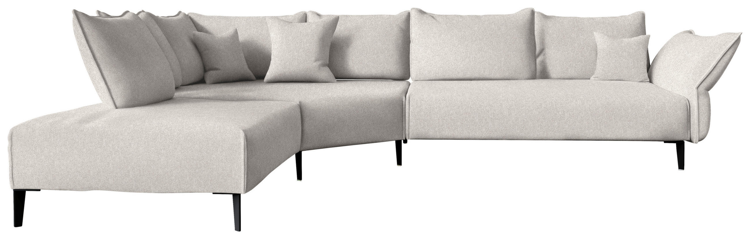 ECKSOFA  in Chenille, Flachgewebe Ecru  272/340 cm  - Ecru/Schwarz, MODERN, Textil/Metall (272/340cm) - W.Schillig