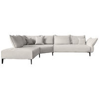 ECKSOFA  in Chenille, Flachgewebe Ecru  272/340 cm  - Ecru/Schwarz, MODERN, Textil/Metall (272/340cm) - W.Schillig