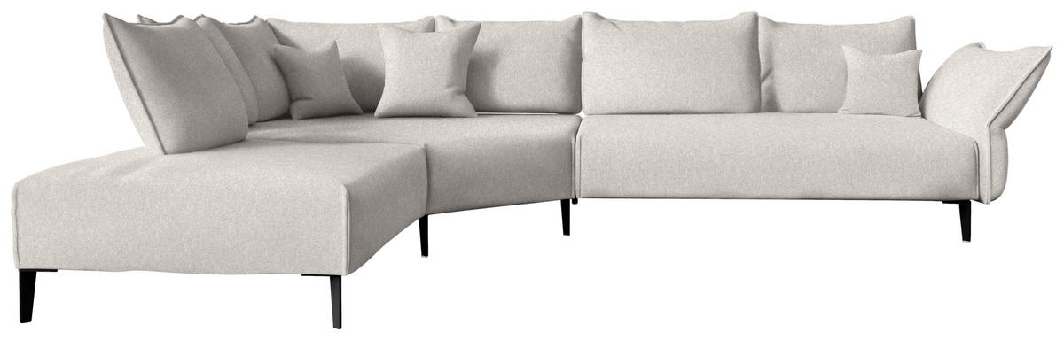 ECKSOFA  in Chenille, Flachgewebe Ecru  272/340 cm  - Ecru/Schwarz, MODERN, Textil/Metall (272/340cm) - W.Schillig