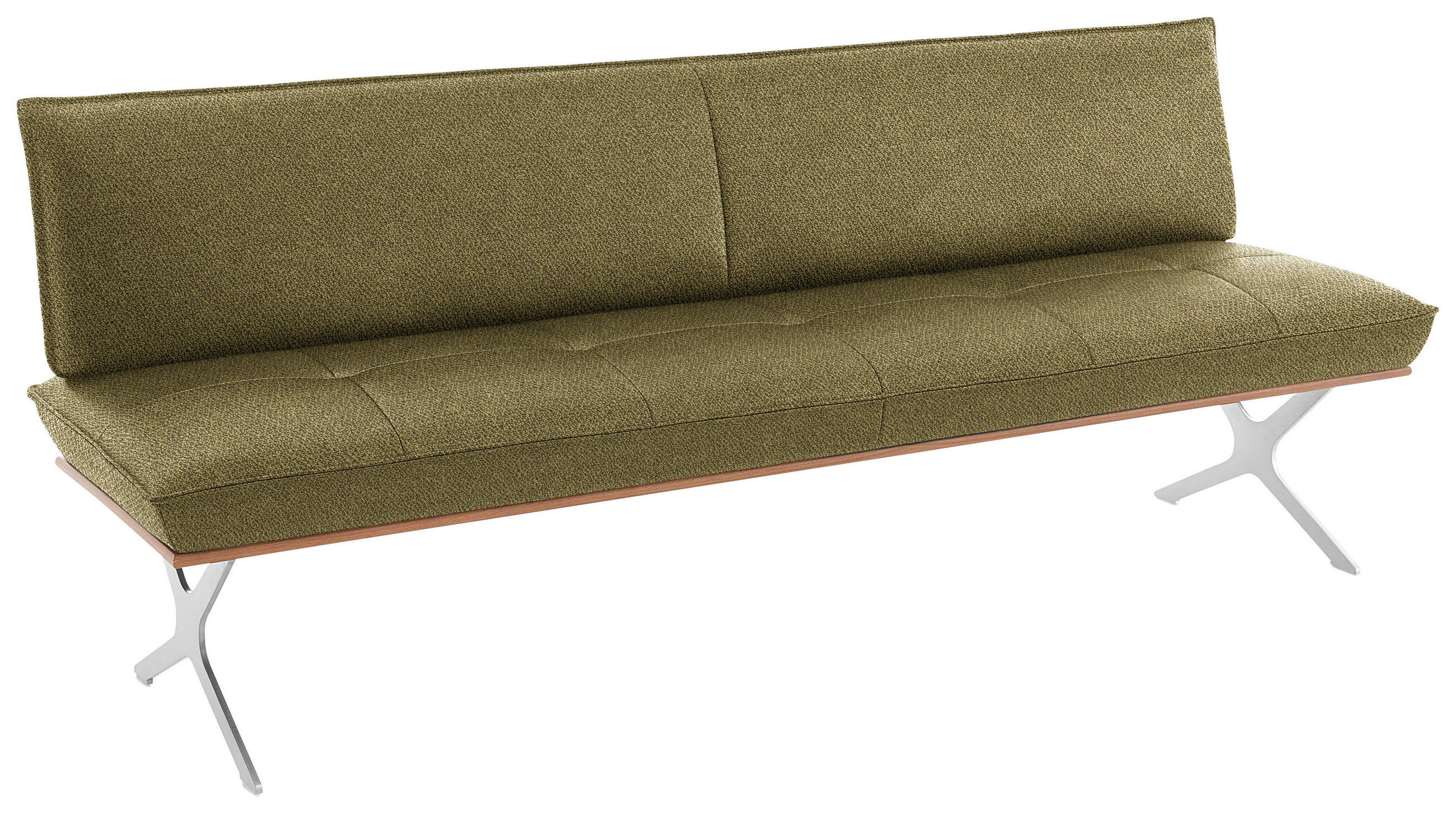 SITZBANK 214/88/66 cm  in Grün, Nussbaumfarben, Nickelfarben  - Edelstahlfarben/Nussbaumfarben, Design, Holz/Textil (214/88/66cm) - Koinor