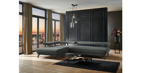ECKSOFA in Chenille Graugrün  224/305 cm  - Schwarz/Graugrün, Design, Textil/Metall (224/305cm) - Dieter Knoll