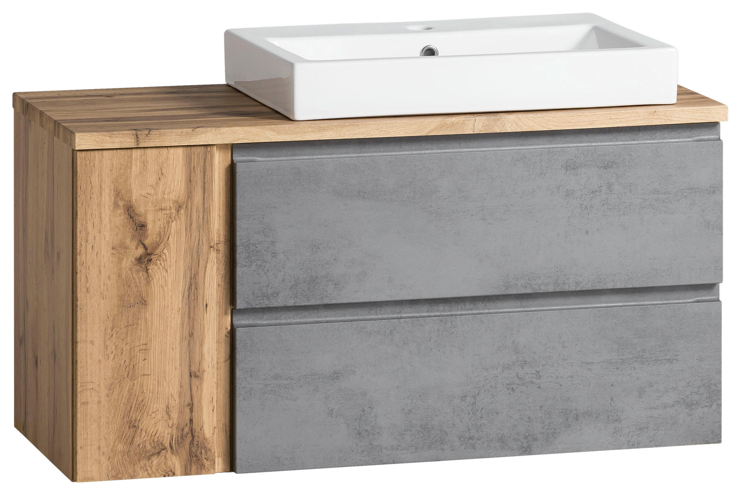 WASCHTISCHKOMBI 105 cm  - Eiche Wotan/Hellgrau, MODERN, Keramik/Holzwerkstoff (105cm) - Held