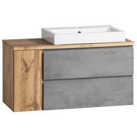 SKRINKA S UMÝVADLOM, 105 cm - svetlosivá/dub wotan, Modern, kompozitné drevo/keramika (105cm) - Held