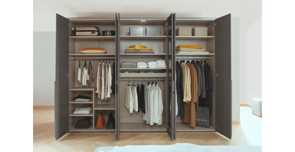 DREHTÜRENSCHRANK in Graphitfarben - Graphitfarben, Trend, Glas/Holzwerkstoff (301/223/60cm) - Novel
