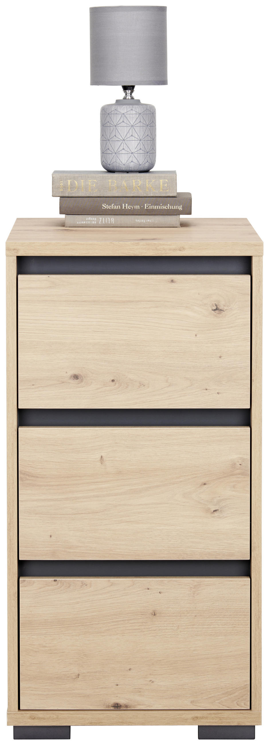 NOČNÍ STOLEK, antracitová, barvy dubu, 40/79/48 cm - barvy dubu/antracitová, Design, kompozitní dřevo/plast (40/79/48cm) - Carryhome