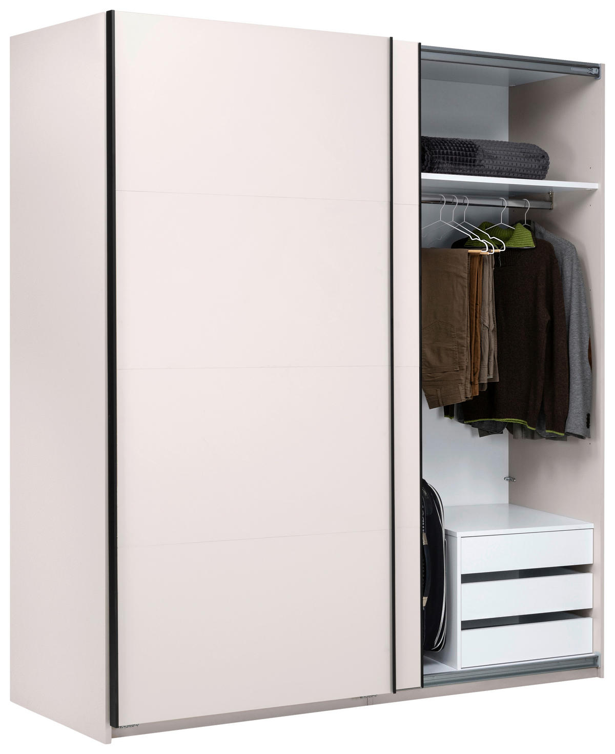 SCHIEBETÜRENSCHRANK 200/211,5/61,5 cm 2-türig Kaschmir  - Kaschmir/Schwarz, MODERN, Holzwerkstoff/Metall (200/211,5/61,5cm) - MID.YOU