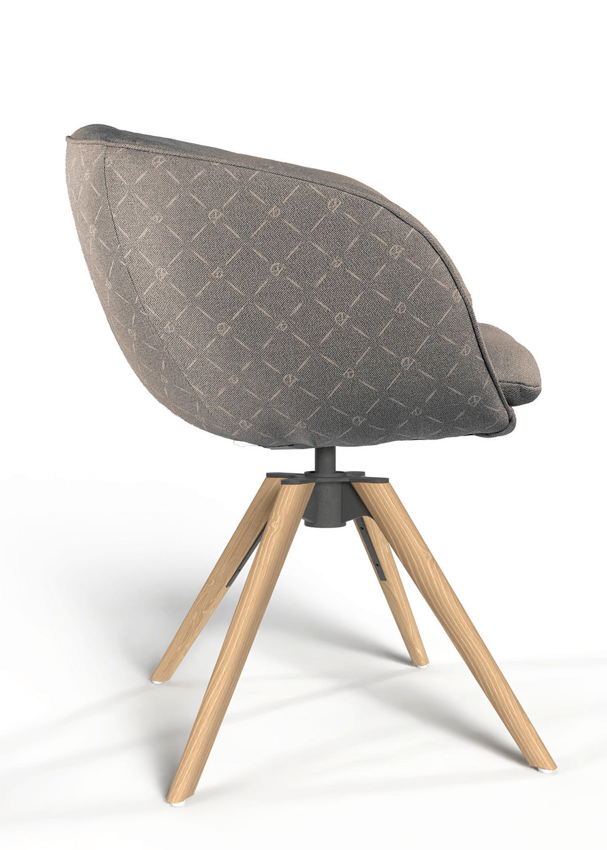 ARMLEHNSTUHL  Sitzfläche 360° drehbar, Gestellauswahl, ergonomische Rückenlehne, Stoff-/Lederauswahl Jacquard  Graubraun  - Eichefarben/Graubraun, Design, Holz/Textil (56/85/64cm) - Dieter Knoll