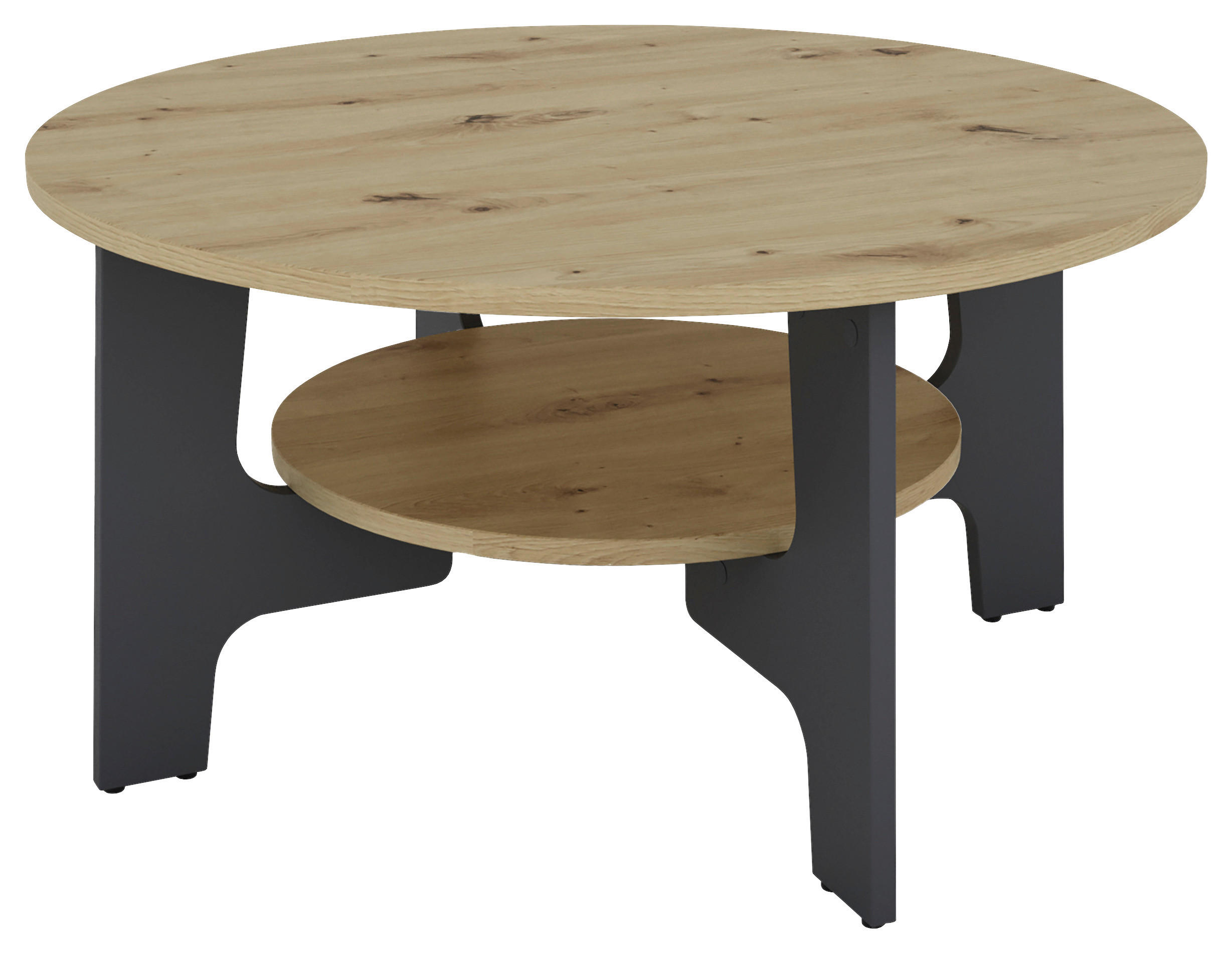 COUCHTISCH rund Anthrazit, Eiche Artisan  - Anthrazit/Eiche Artisan, LIFESTYLE, Holzwerkstoff (80/42,5/80cm) - MID.YOU