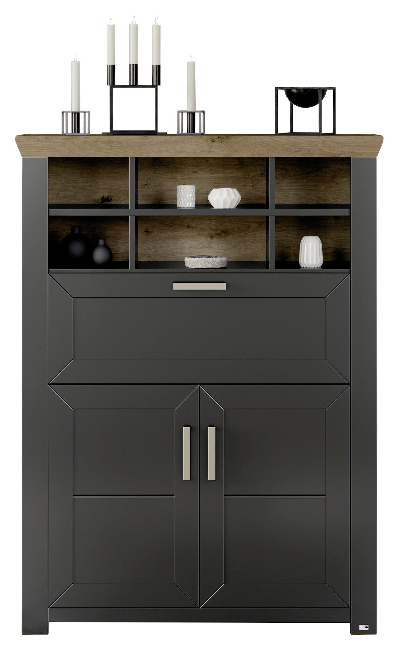 HIGHBOARD  in 104,5/142,6/42,2 cm  - Graphitfarben/Eiche Artisan, Design, Holzwerkstoff/Metall (104,5/142,6/42,2cm) - SetOne by Musterring