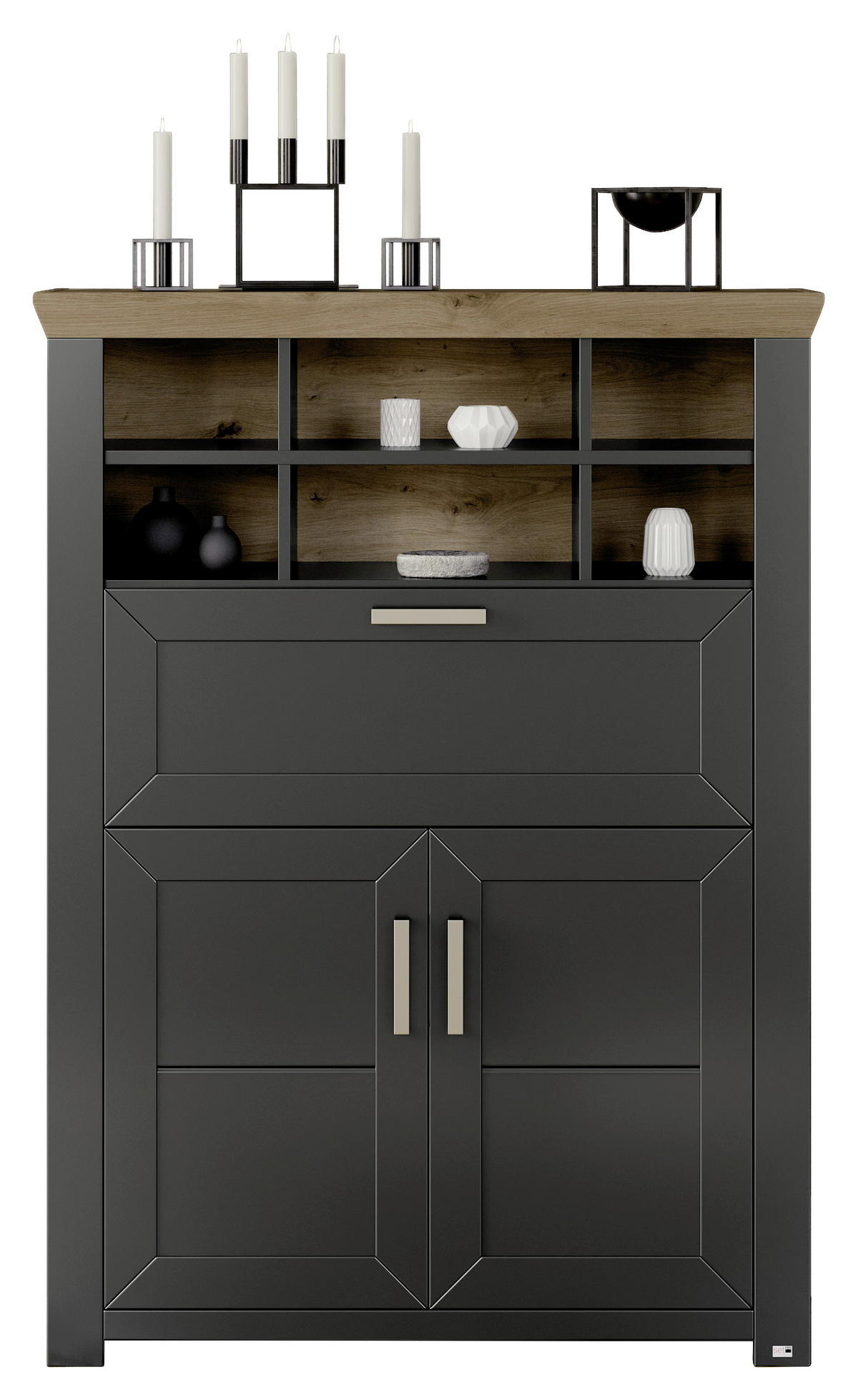 HIGHBOARD  in 104,5/142,6/42,2 cm  - Graphitfarben/Eiche Artisan, Design, Holzwerkstoff/Metall (104,5/142,6/42,2cm) - SetOne by Musterring