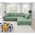 ECKSOFA Pastellgrün Cord Rückenkissen, Armlehnenkissen, Bettkasten, Schlaffunktion, Rücken echt, Liegefläche im Originalstoff  - Pastellgrün/Schwarz, KONVENTIONELL, Kunststoff/Textil (304/212cm) - Carryhome