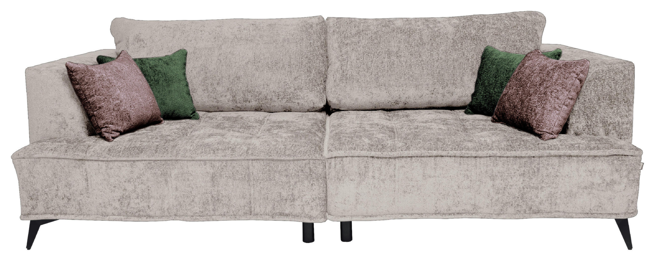 BIGSOFA in Chenille Beige  - Beige/Schwarz, Design, Textil/Metall (250/90/120cm) - home24