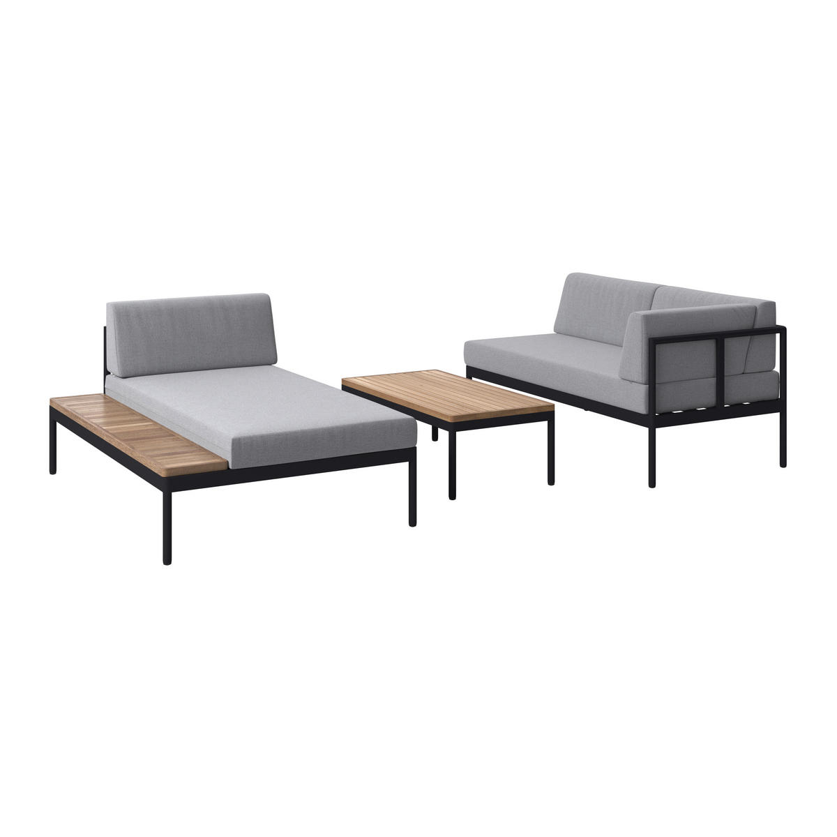 LOUNGE GARNITURA   drvo, metal, tekstil  siva, boje bagrema    - siva/boje bagrema, Moderno, drvo/metal (149/99cm) - Ambia Garden
